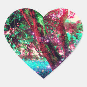 Pegatinas de corazón de bosque de hadas