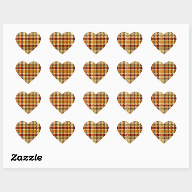 Pegatinas de corazón de cuadros tonos terrosos (Hoja)