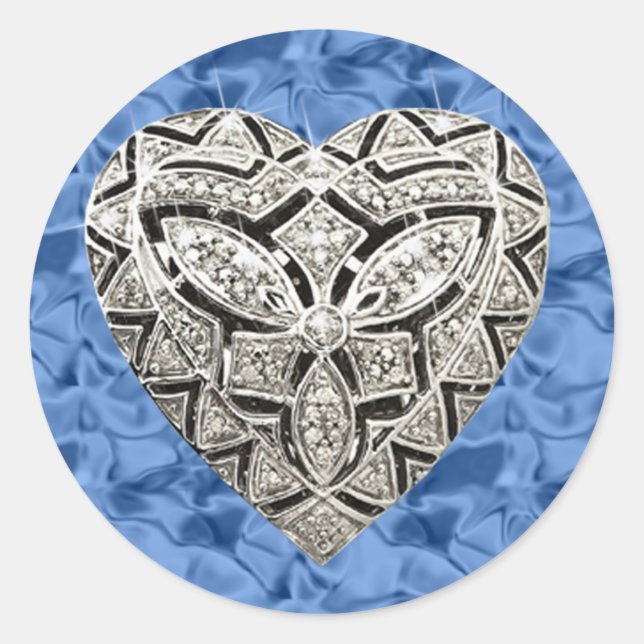 Pegatinas de corazón de diseño Blue Elegant (Anverso)