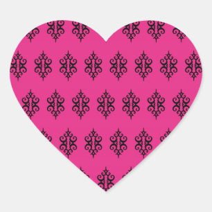 Pegatinas de Corazón de Encaje Rosa Brillante