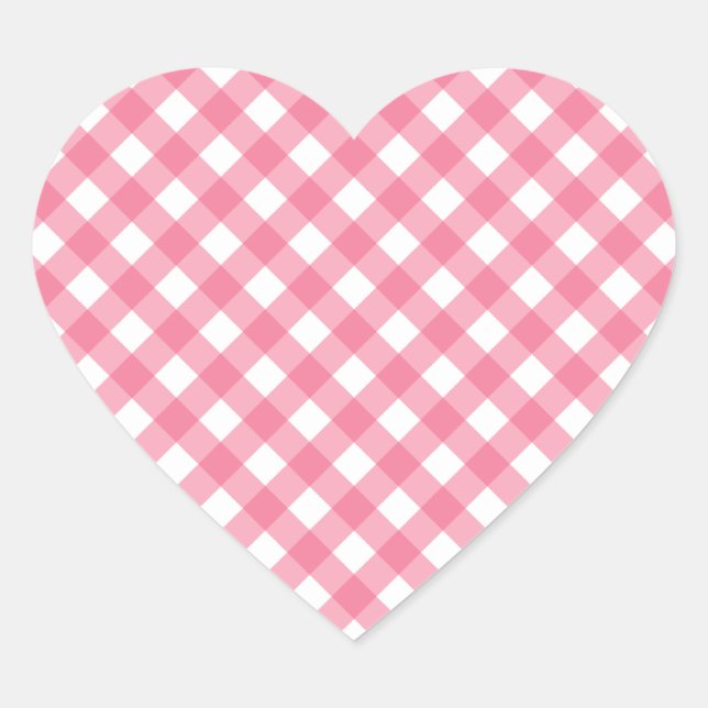 Pegatinas de Corazón de Gingham (Anverso)