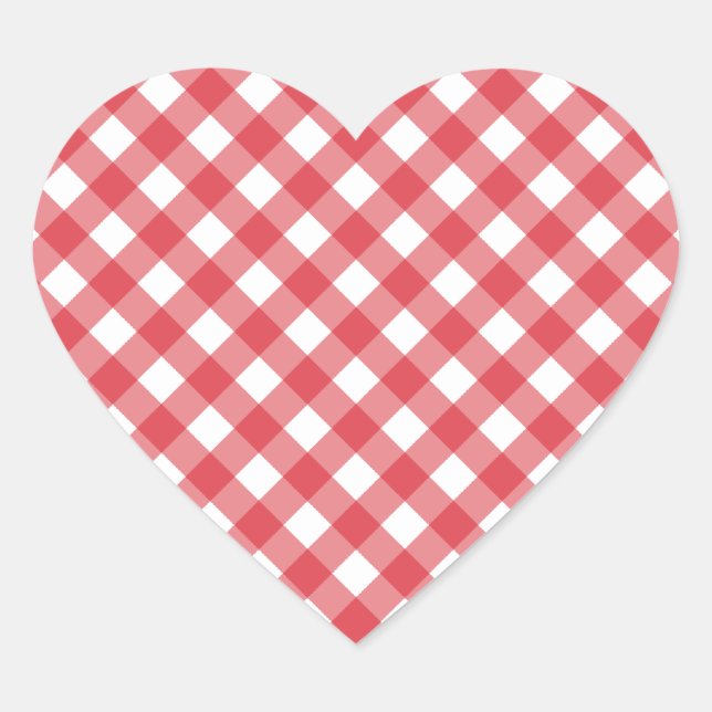 Pegatinas de Corazón de Gingham (Anverso)