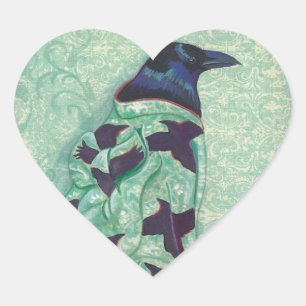 Pegatinas de corazón de Kimono Raven