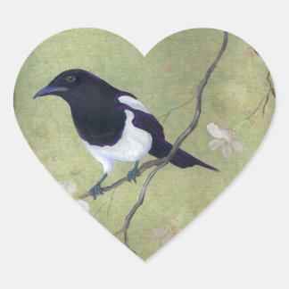 Pegatinas de corazón de magpie y dogwood