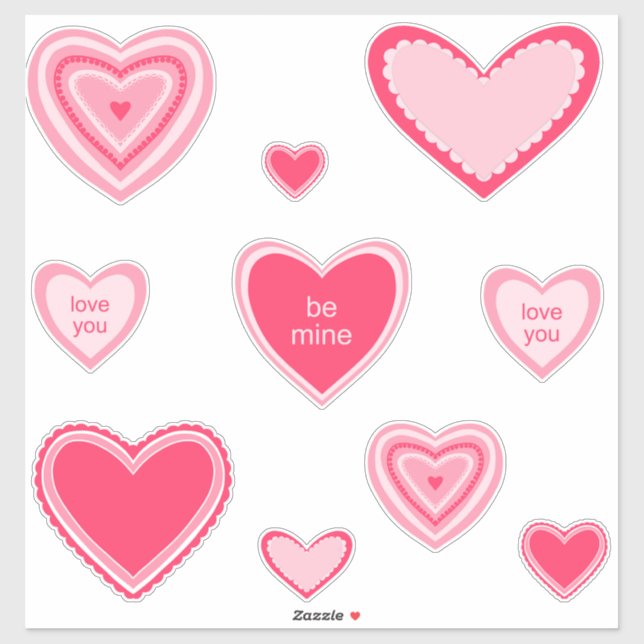 Pegatinas de corazón de San Valentín elegantes (Hoja)