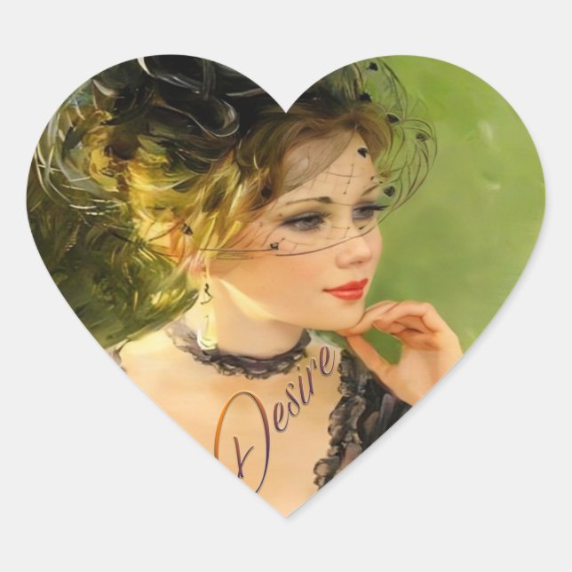 Pegatinas de corazón de señora bonita (Anverso)