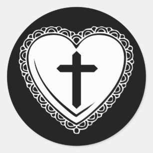 Pegatinas de Corazón Gótico + Cruz (Negro + Blanco