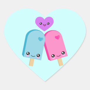 Pegatinas de Corazón Kawaii Dulces de Popsicle