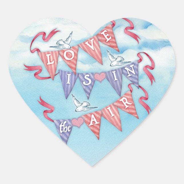 Pegatinas de corazón para boda o ducha de banderin (Anverso)