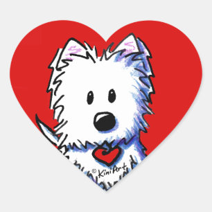 Pegatinas de corazón rojo KiniArt Westie
