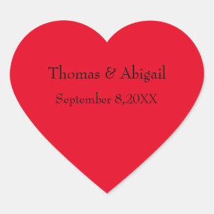 Pegatinas de Corazón Rojo Personalizadas para Boda