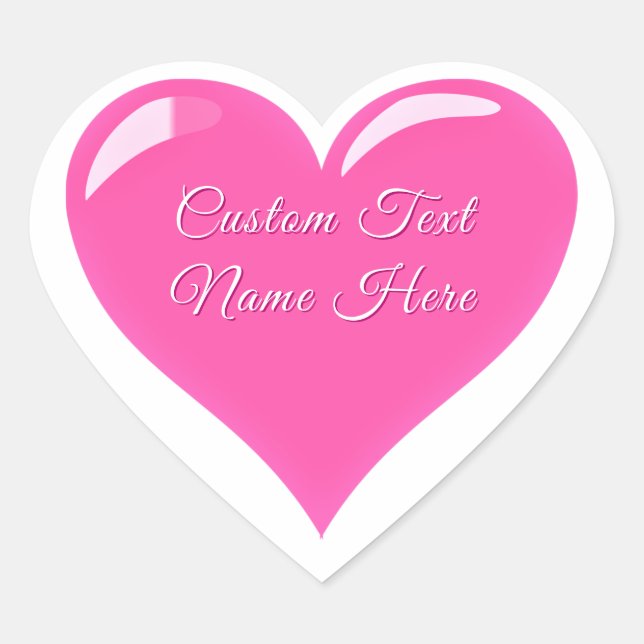 Pegatinas de corazón rosa con texto personalizado  (Anverso)