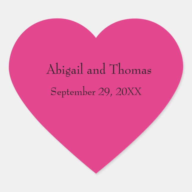 Pegatinas de Corazón Rosa Personalizadas para Boda (Anverso)
