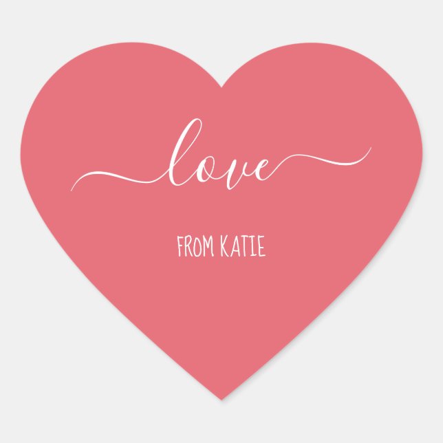 Pegatinas de corazón rosado con amor para el Día d (Anverso)