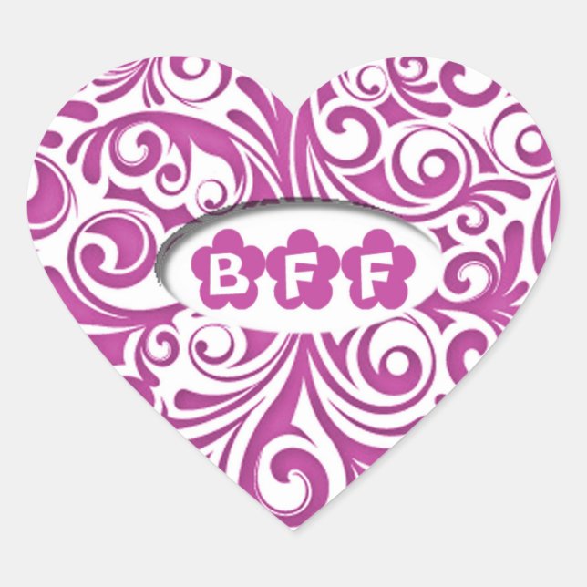 Pegatinas de corazón rosado de BFF (Anverso)