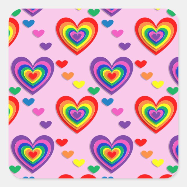 Pegatinas de corazones arcoiris (Anverso)