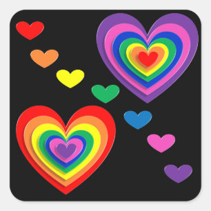 Pegatinas de corazones arcoiris