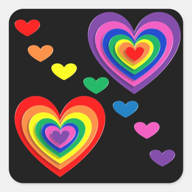 Pegatinas de corazones arcoiris (Anverso)