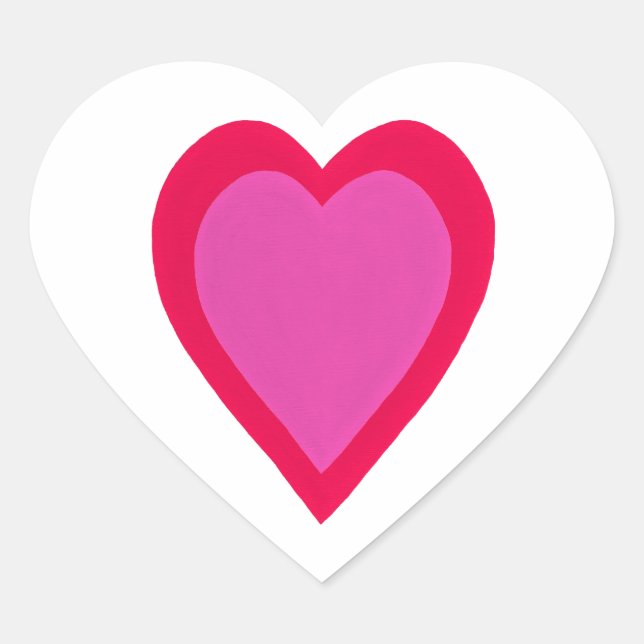 Pegatinas de corazones con capas rosadas rojas (Anverso)