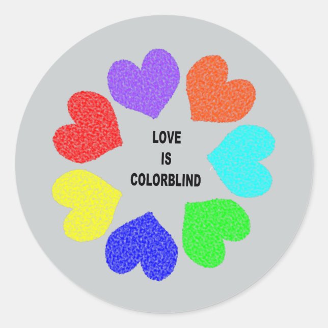 Pegatinas de Corazones de Arcoíris de Amor Interra (Anverso)