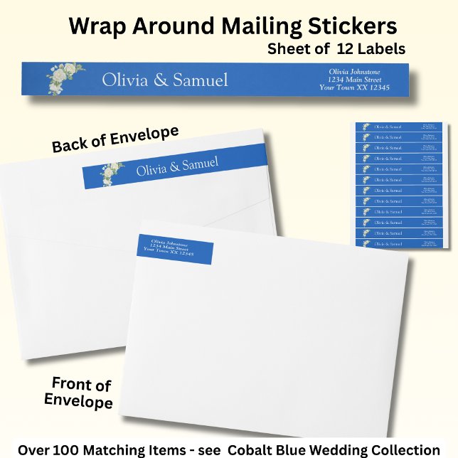 Pegatinas de correo, rosas blancas y azules cobált (Subido por el creador)