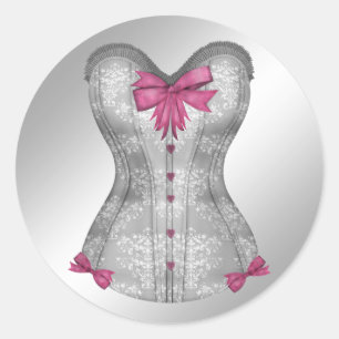 Pegatinas de corsé elegantes rosa y gris