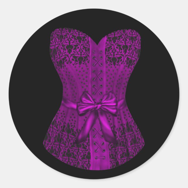 Pegatinas de corsé negro y morado elegantes (Anverso)