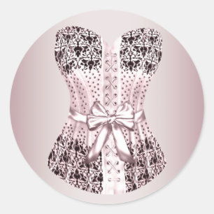 Pegatinas de corsé rosa y negro elegantes
