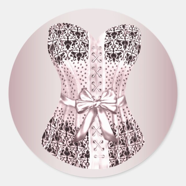 Pegatinas de corsé rosa y negro elegantes (Anverso)