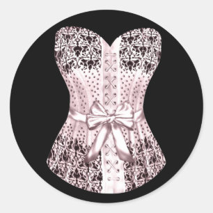 Pegatinas de corsé rosa y negro elegantes