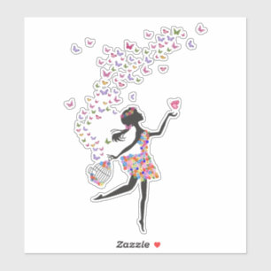 Pegatinas de corte de vinilo - Chica de mariposa