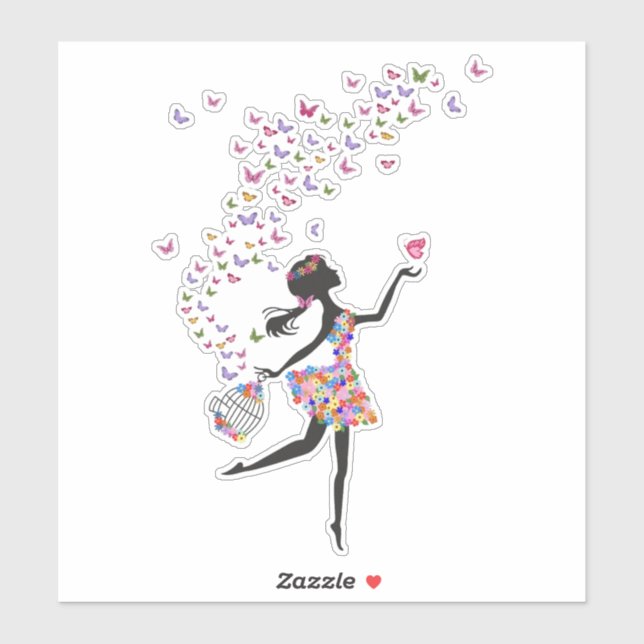 Pegatinas de corte de vinilo - Chica de mariposa (Hoja)