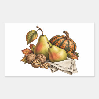 Pegatinas de cosecha de peras, calabaza y nueces d