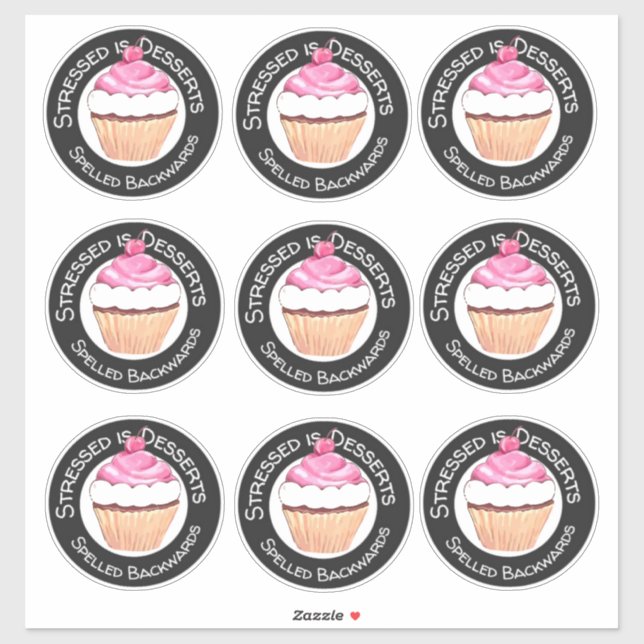 Pegatinas de Cotas de Cumpleaños Divertidas Cupcak (Hoja)