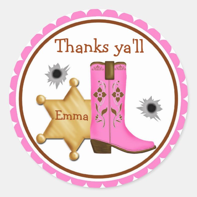 Pegatinas de Cowboy Wild West Birthday (Anverso)