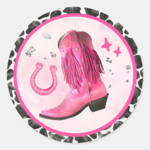 Pegatinas de Cowgirl Disco Rosa