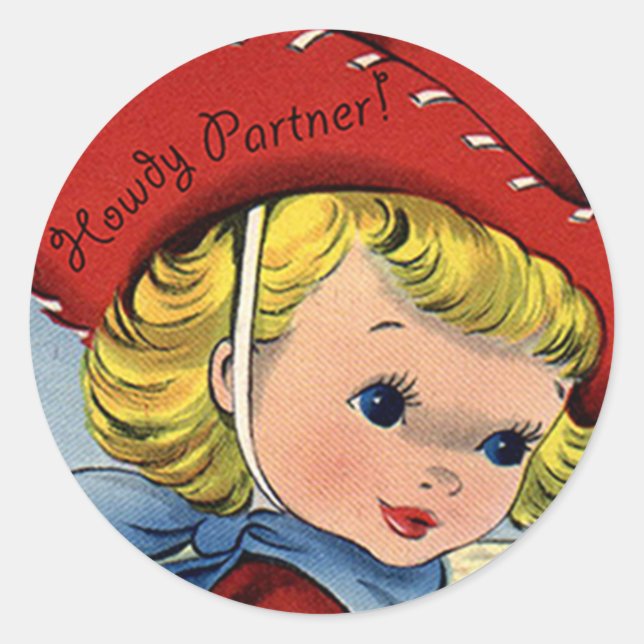 Pegatinas de Cowgirl Howdy Fun de Western Retro Li (Anverso)