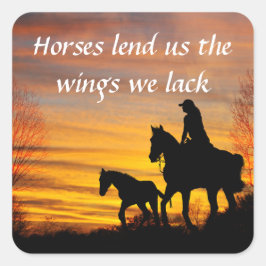 Pegatinas de Cowgirl Sunset Horseback