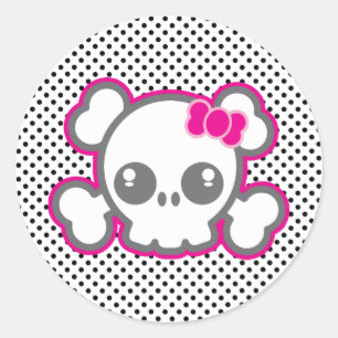 Pegatinas de cráneo de cinta rosada de Kawaii
