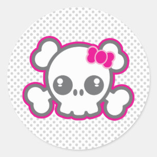 Pegatinas de cráneo de cinta rosada de Kawaii