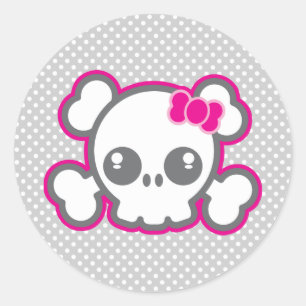 Pegatinas de cráneo de cinta rosada de Kawaii
