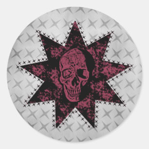 Pegatinas de cráneo de punk, rosa negro y oscuro