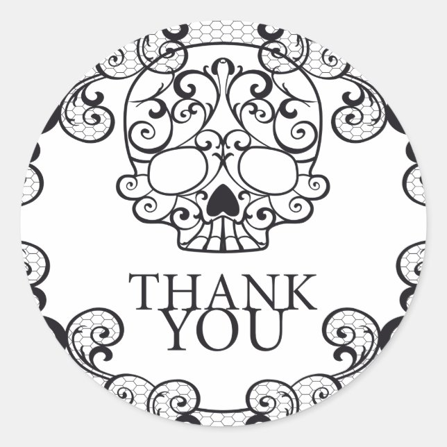 Pegatinas de cráneo Fancy Calavera Gracias Sello (Anverso)
