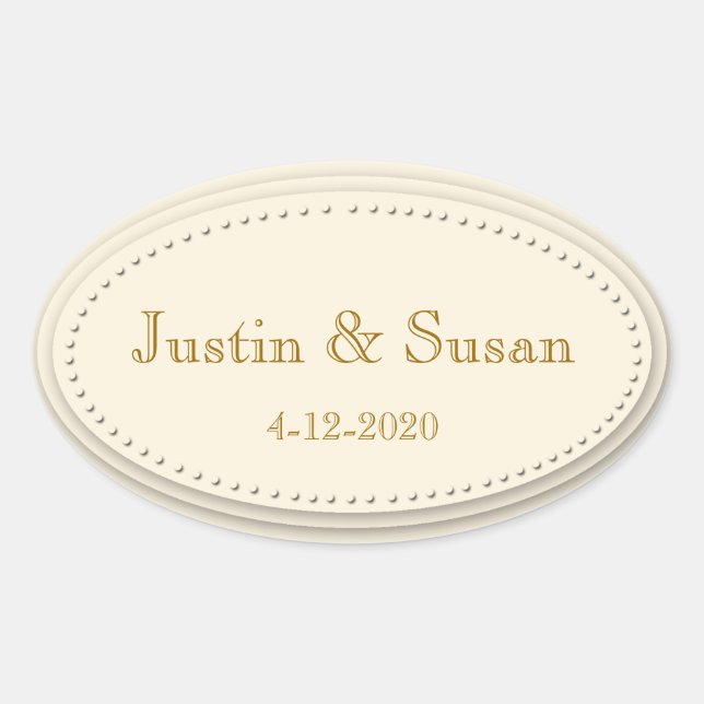 Pegatinas de Cream Oval con elegancia simple (Anverso)