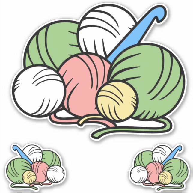 Pegatinas de Crochet Hook y Yarn Vinyl (Anverso)