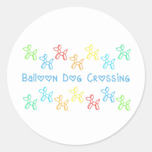 Pegatinas de cruce de perros con globos (en blanco