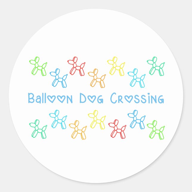 Pegatinas de cruce de perros con globos (en blanco (Anverso)