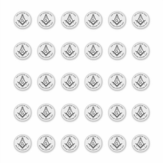 Pegatinas de Cuadrado y Compás Masónico de 1,5" 30 (Anverso)