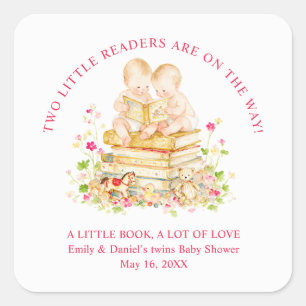 Pegatinas de cuento para baby shower de gemelos LP