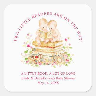 Pegatinas de cuento para baby shower de gemelos LP